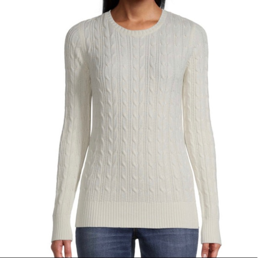 St. John’s Bay White Cableknit Pullover Sweater